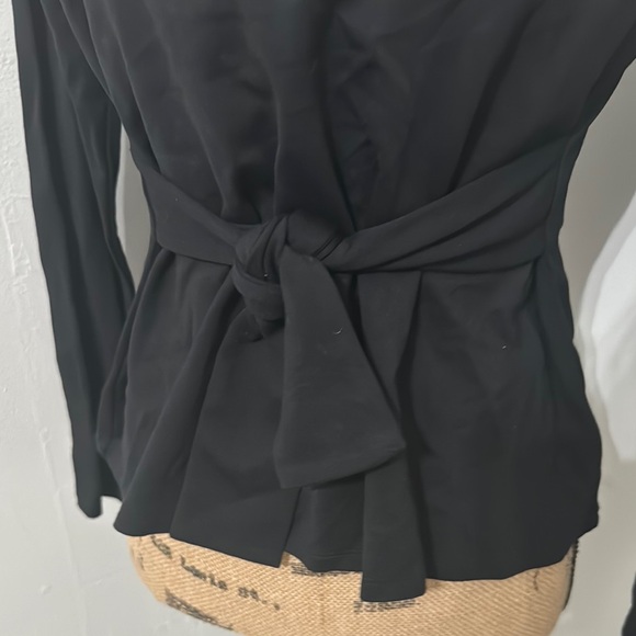 EXPRESS Black Long Sleeve Top with Waist Tie front - Picture 3 of 8